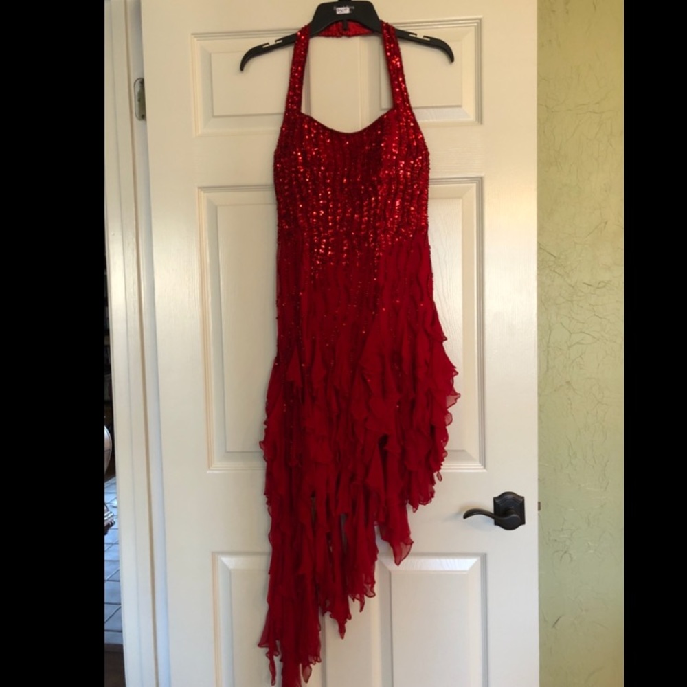 Scala red sequin formal halter dress! Size 4